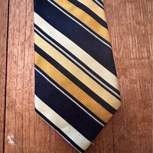 PAUL Fredrick striped silk tie, blue and gold, approx 60 x 3.5